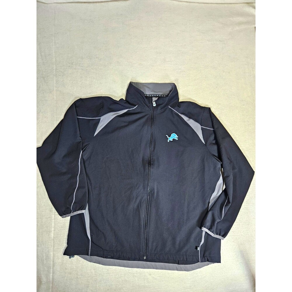 NFL Team Apparel Detroit Lions Full Zip Jacket Black/Gray Officially Licensed